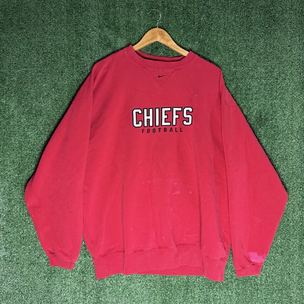 VTG  Kansas City Chiefs Sweatshirt Crewneck Mens XL Red NFL Nike Center Swoosh